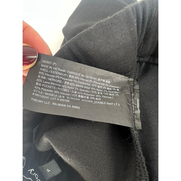 Theory Black Slouchy Double-Knit Jogger Pants - Picture 14 of 14